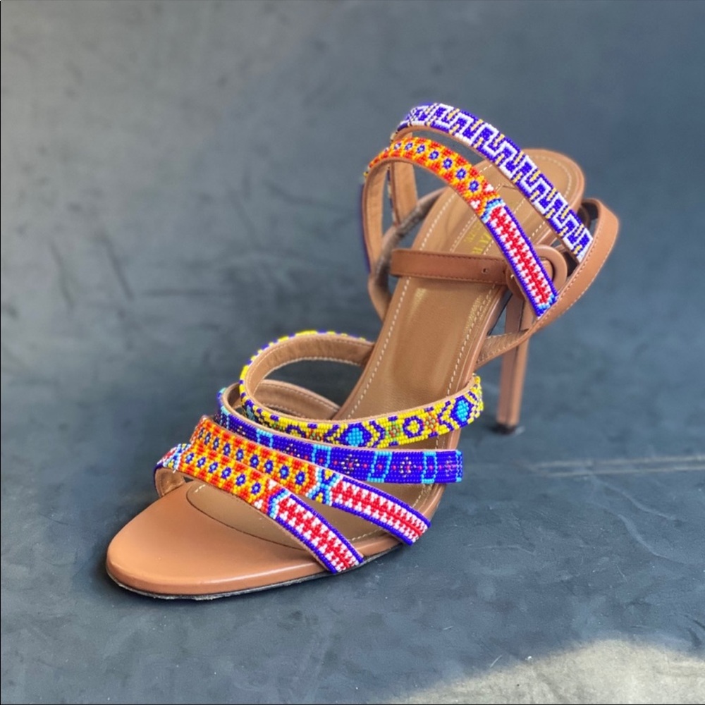 Aquazzura Multicolor Beaded Sandals